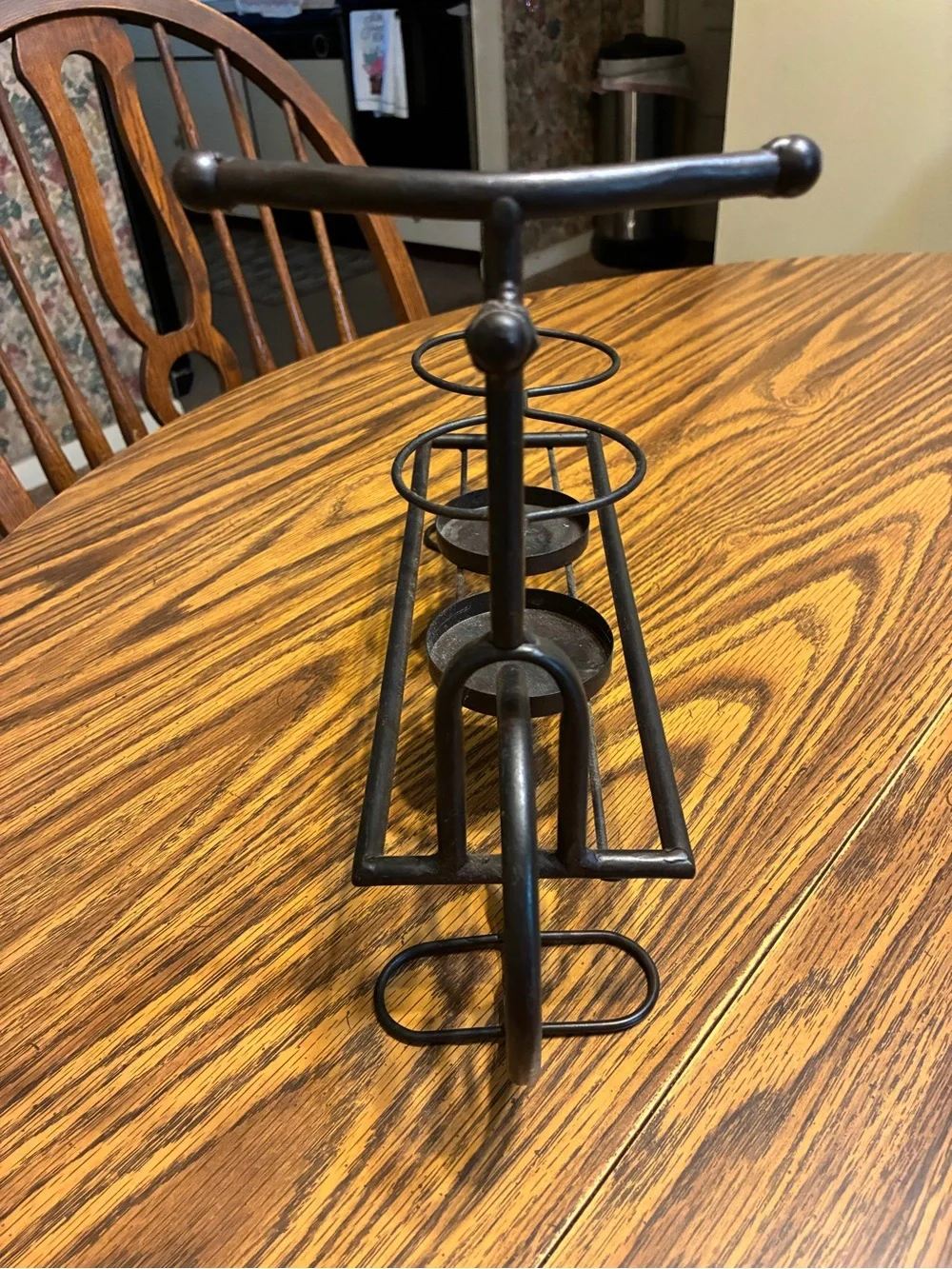 wrought iron tandem bicycle tabletop candle holder decor piece  16” x 9.5”